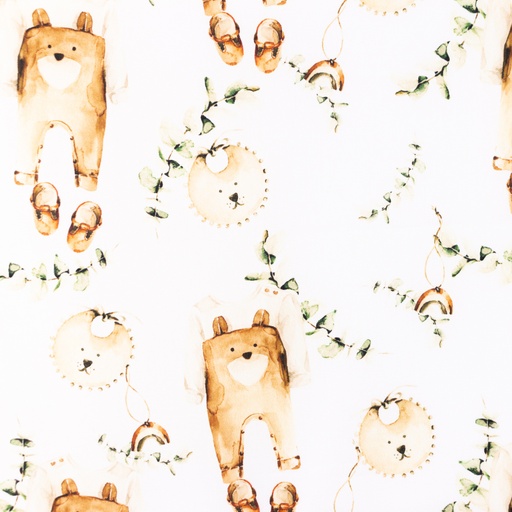 [S1255R] Poplin Digital Printed Mix Bear Snoozy Fabrics