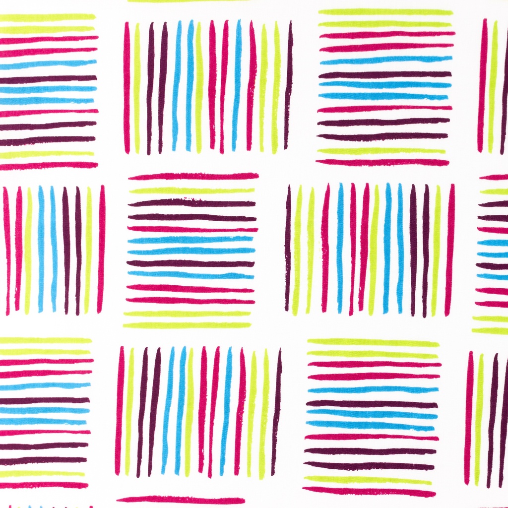 [S1400R] Poplin Printed Square Stripes Snoozy Fabrics