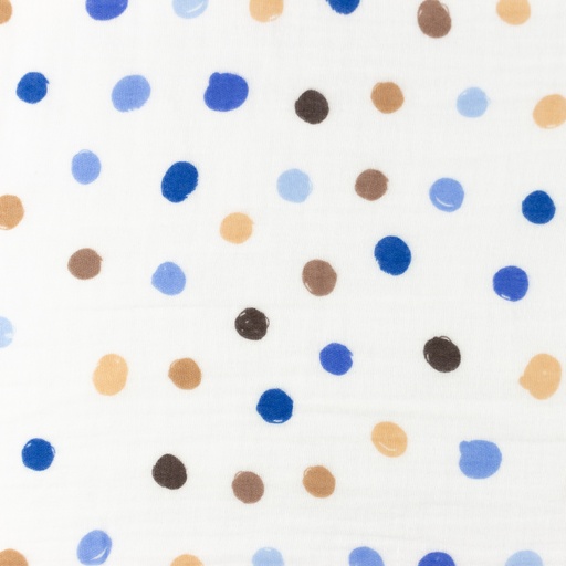 [S1391R] Double Gauze Crinkled Printed Big Dots Snoozy Fabrics