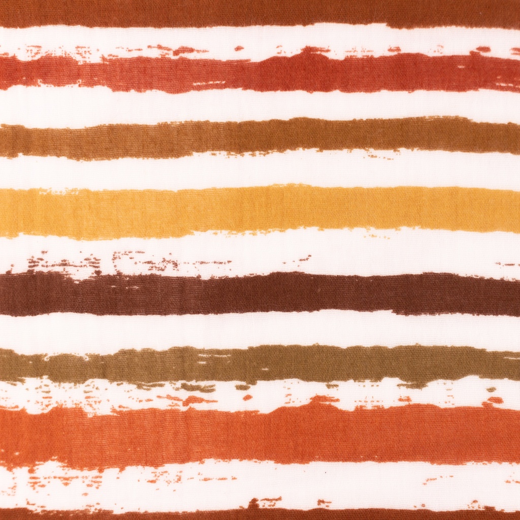 [S1397R] Double Gauze Crinkled Printed Big Stripes Snoozy Fabrics
