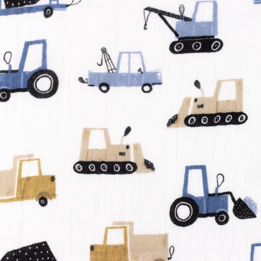 [S1411R] Double Gauze Crinkled Printed Trucks Snoozy Fabrics