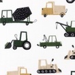 [S1411R-187114] [S1411R] Double Gauze Crinkled Printed Trucks Snoozy Fabrics (Camo Green)