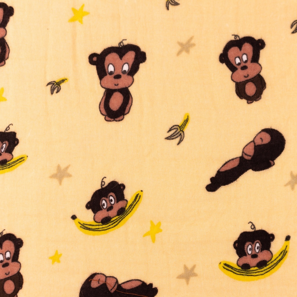 [S1409R] Double Gauze Crinkled Printed Monkeys Snoozy Fabrics