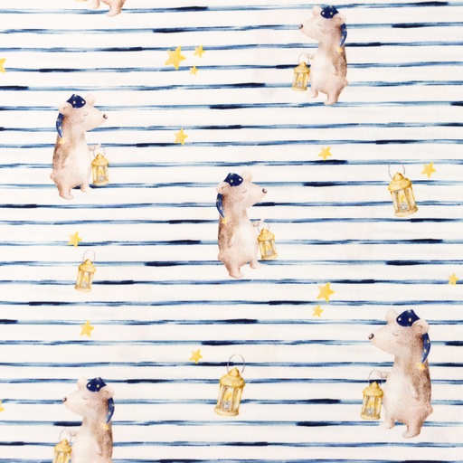 [S1435L] Poplin Digital Printed Stripes and Friends Snoozy Fabrics