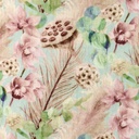 [S1458L-187525] [S1458L] Double Gauze Crinkled Digital Printed Painted Flowers Snoozy Fabrics (Design A)