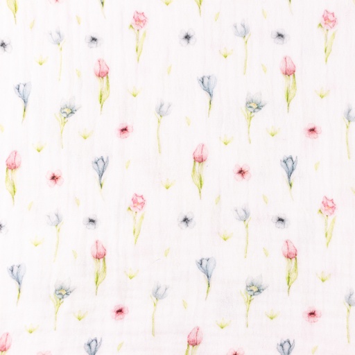 [S1459L] Double Gauze Crinkled Digital Printed Mille Fleures Snoozy Fabrics
