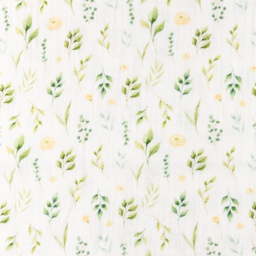 [S1463L] Double Gauze Crinkled Digital Printed Leaves and Flowers Snoozy Fabrics