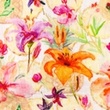 [S1465L-187577] [S1465L] Double Gauze Crinkled Digital Printed Watercolour Flowers Snoozy Fabrics (Design B)