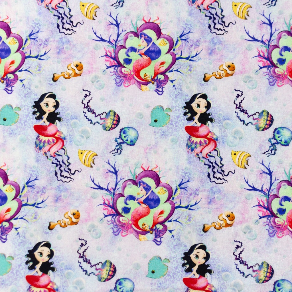 [S1474L] Poplin Digital Printed Mermaid Snoozy Fabrics