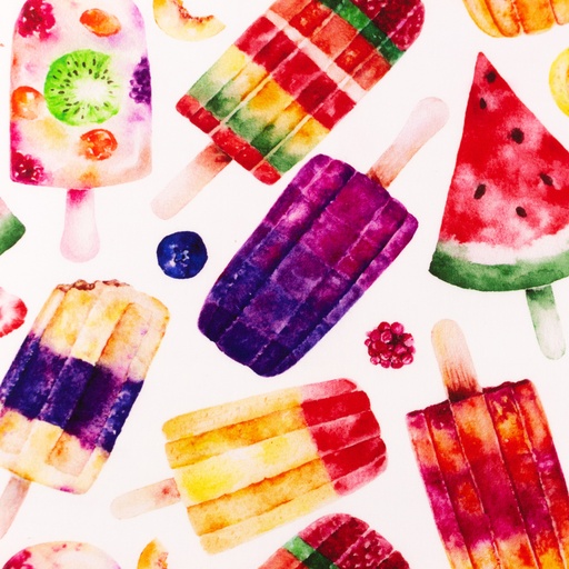 [S1479L] Poplin Digital Printed Ice Creams Snoozy Fabrics