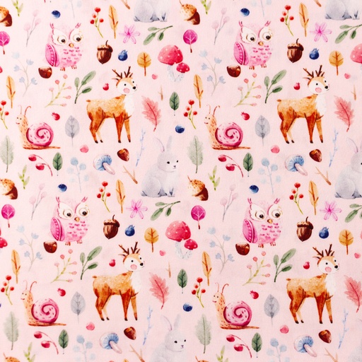 [S1478L] Poplin Digital Printed Deer And Friends Snoozy Fabrics