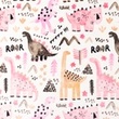 [S1512L-187878] [S1512L] Jersey Digital Printed Pink Dino's Snoozy Fabrics (Design B)