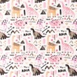 [S1512L-187879] [S1512L] Jersey Digital Printed Pink Dino's Snoozy Fabrics (Design C)