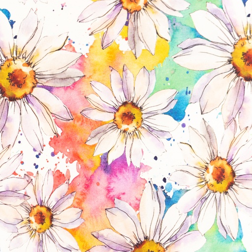 [S1548L] Jersey Digital Printed Rainbow Flowers