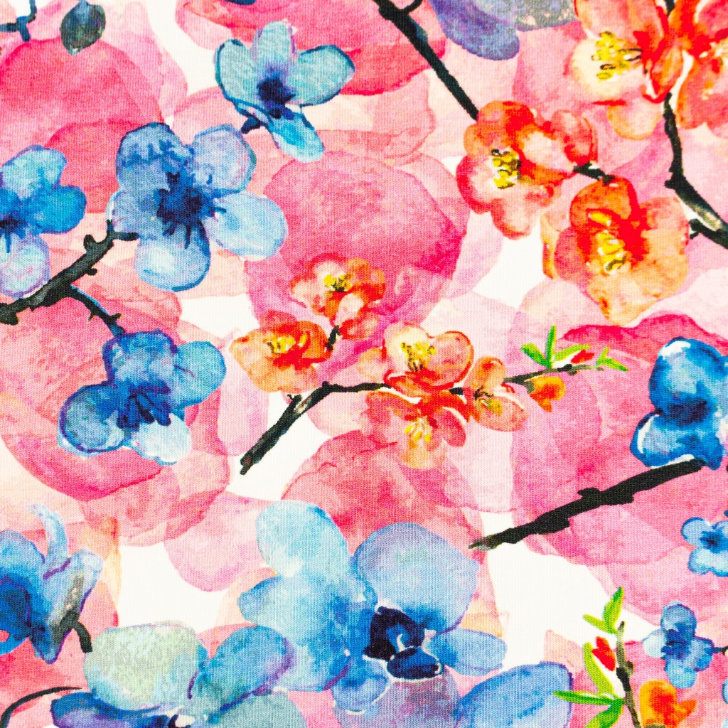 [S1548L] Fiori Arcobaleno Stampati in Jersey Digitale