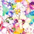 [S1548L-188093] [S1548L] Jersey Digital Printed Rainbow Flowers (All Over Flower)