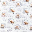 [S1417R-187231] [S1417R] Waffle Jersey Digital Printed Dreamy Friends Snoozy Fabrics (Design A)