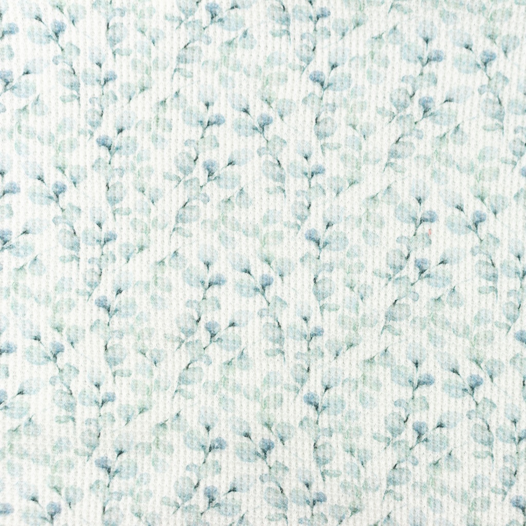 [S1420R] Waffle Jersey Digital Printed Leaves Snoozy Fabrics