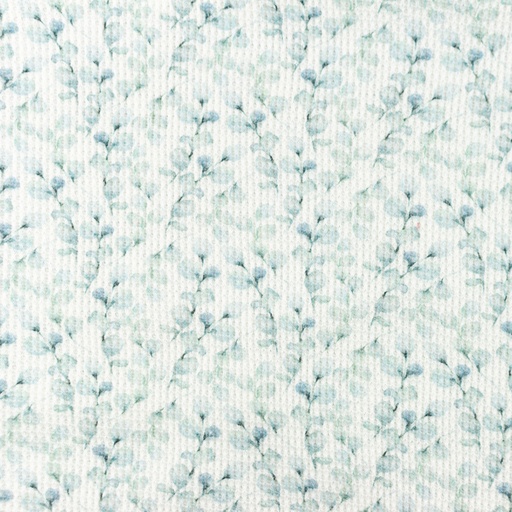[S1420R] Waffle Jersey Digital Printed Leaves Snoozy Fabrics