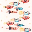 [S1666L-3741] [S1666L] French Terry Digital Printed Planets (Rockets)