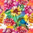 [S1669L-3620] [S1669L] Jersey Digital Printed Big Flowers (Pink Little Flowers)