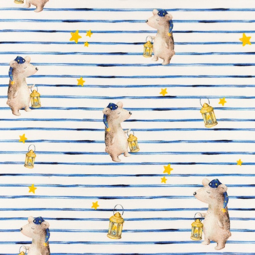[S1429R] Jersey Digital Printed Stripes and Friends Snoozy Fabrics
