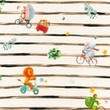 [S1429R-187311] [S1429R] Jersey Digital Printed Stripes and Friends Snoozy Fabrics (Design C)