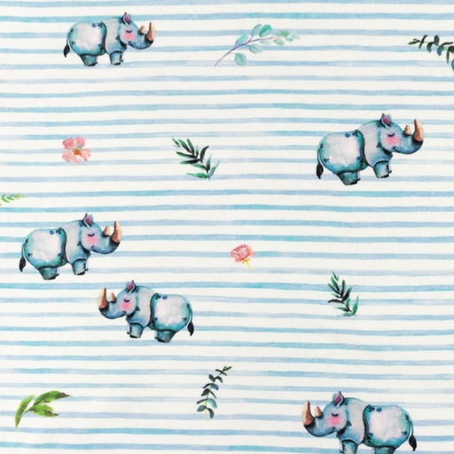 [S1431R] Jersey Digital Printed Stripes and Friends Snoozy Fabrics
