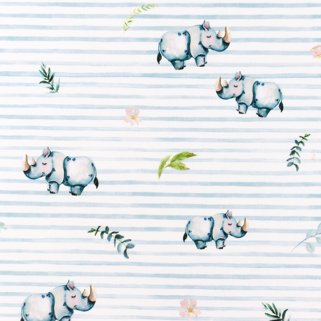 [S1437R] Poplin Digital Printed Stripes and Friends Snoozy Fabrics