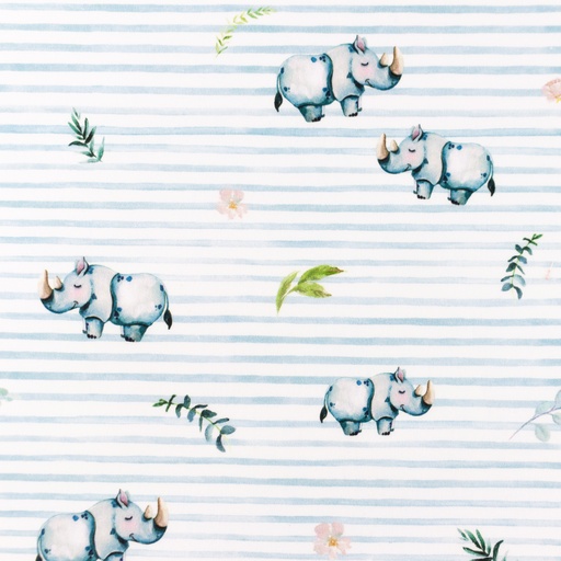 [S1437R] Poplin Digital Printed Stripes and Friends Snoozy Fabrics