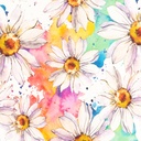 [S1548R-188094] [S1548R] Jersey Digital Printed Rainbow Flowers (Sunflower)
