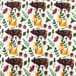 [S1676R-3213] [S1676R] Jersey Digital Printed Bears And Birds (Bears)