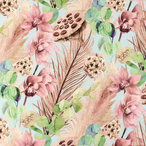 [S1447R] Jersey Digital Printed Painted Flowers Snoozy Fabrics