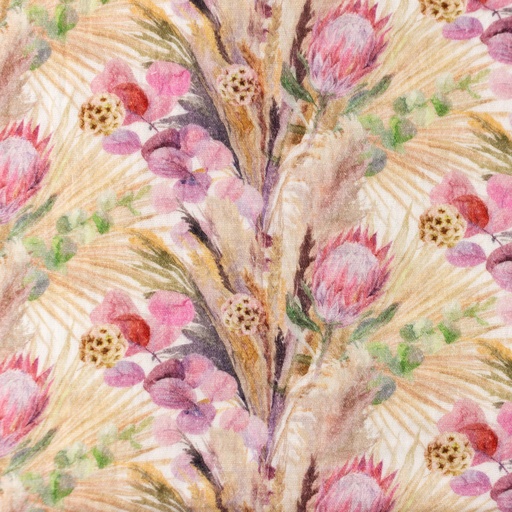 [S1458R] Double Gauze Crinkled Digital Printed Painted Flowers Snoozy Fabrics