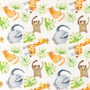 [S1462R-187553] [S1462R] Double Gauze Crinkled Digital Printed Jungle Animals Snoozy Fabrics (Design A)