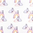 [S1529R-187978] [S1529R] Jersey Digital Printed Rainbow Snoozy Fabrics (Design C)