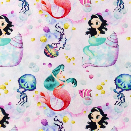 [S1474R] Poplin Digital Printed Mermaid Snoozy Fabrics