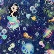 [S1474R-187637] [S1474R] Poplin Digital Printed Mermaid Snoozy Fabrics (Design C)