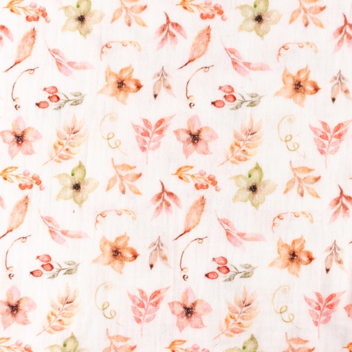 [S1481R] Double Gauze Crinkled Digital Printed Summer Leaves Snoozy Fabrics