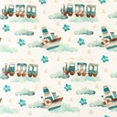 [S1542R-188055] [S1542R] Jersey Digital Printed Dreamy Mint (Trains)