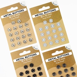[697R] Tryckknapp I Metall Uppsättning 10 mm 