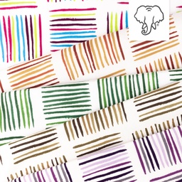 [S1400L] Poplin Printed Square Stripes Snoozy Fabrics