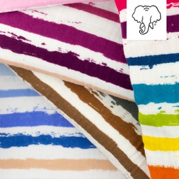 [S1393L] Doppio Garza Increspato Stampato Grandi strisce Snoozy Fabrics