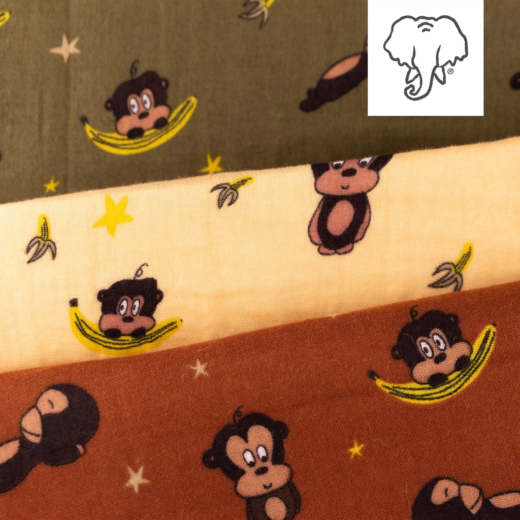 [S1409L] Double Gauze Crinkled Printed Monkeys Snoozy Fabrics