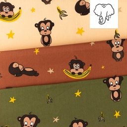 [S1408R] Popelina Drukowane Małpy Snoozy Fabrics