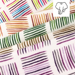 [S1401R] Dvojité Gázové Mačkané Tištěné Ctvercové Pruhy Snoozy Fabrics