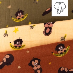 [S1409R] Gekräuselte Bedruckte Affen aus Doppelter Gaze Snoozy Fabrics