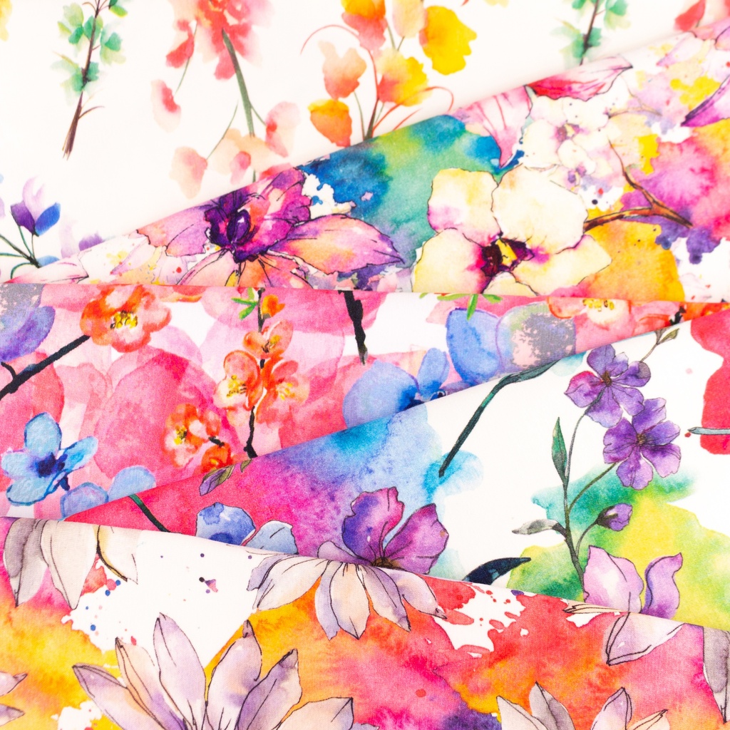 [S1548L] Fiori Arcobaleno Stampati in Jersey Digitale