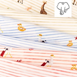 [S1436R] Poplin Digitaltryckt Ränder och Vänner Snoozy Fabrics