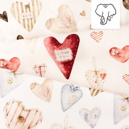 [S1477R] Popeline Stampato In Digitale Cuori Adorabili Snoozy Fabrics